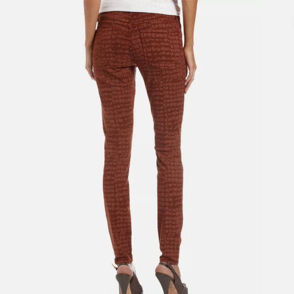 Rich and Skinny Stretch Croc-Print Skinny Jeans in Rust Brown Size 25 - Picture 3 of 6